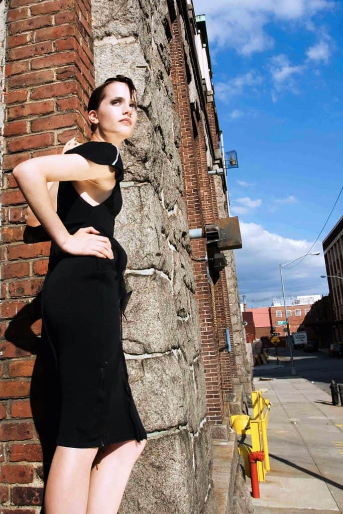 Women’s rtw up-cycled backless couture black dress